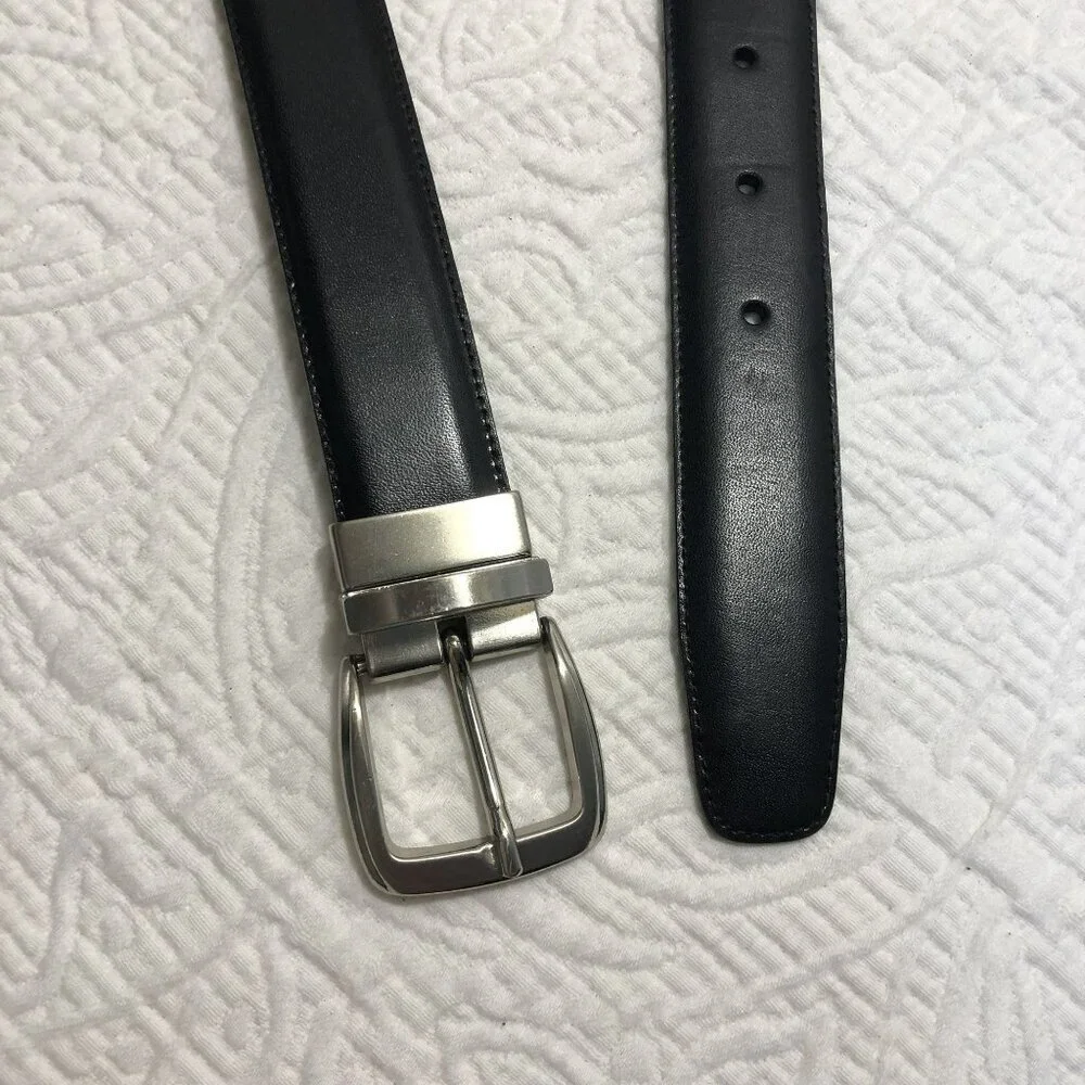Belt Italian Leather With Silver Buckle Made In Italy Mens